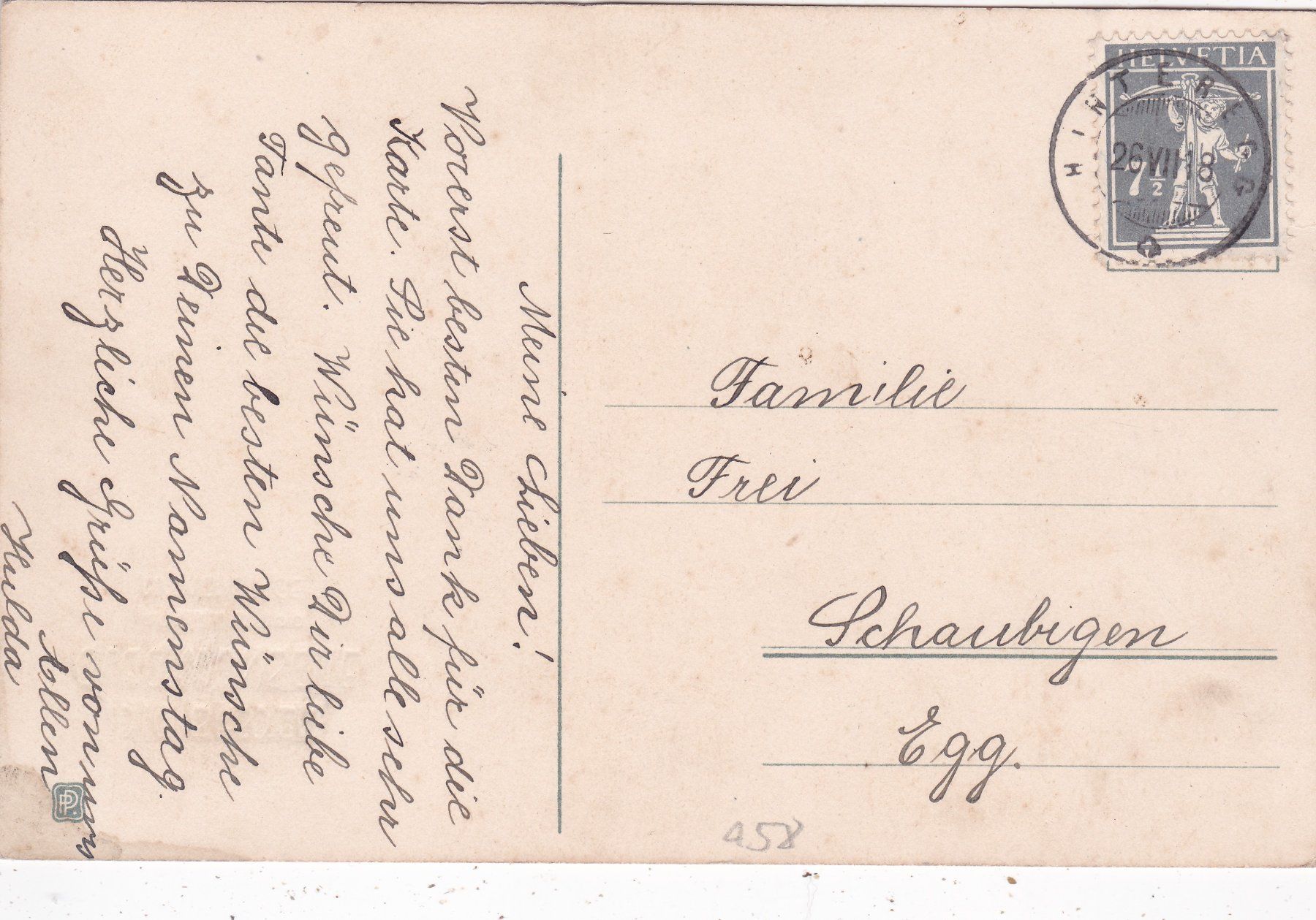 Cartoline postali: Kitsch Blumen Namenstag 1918 – Usato da Herisau venduto da Lisegrat2008 1