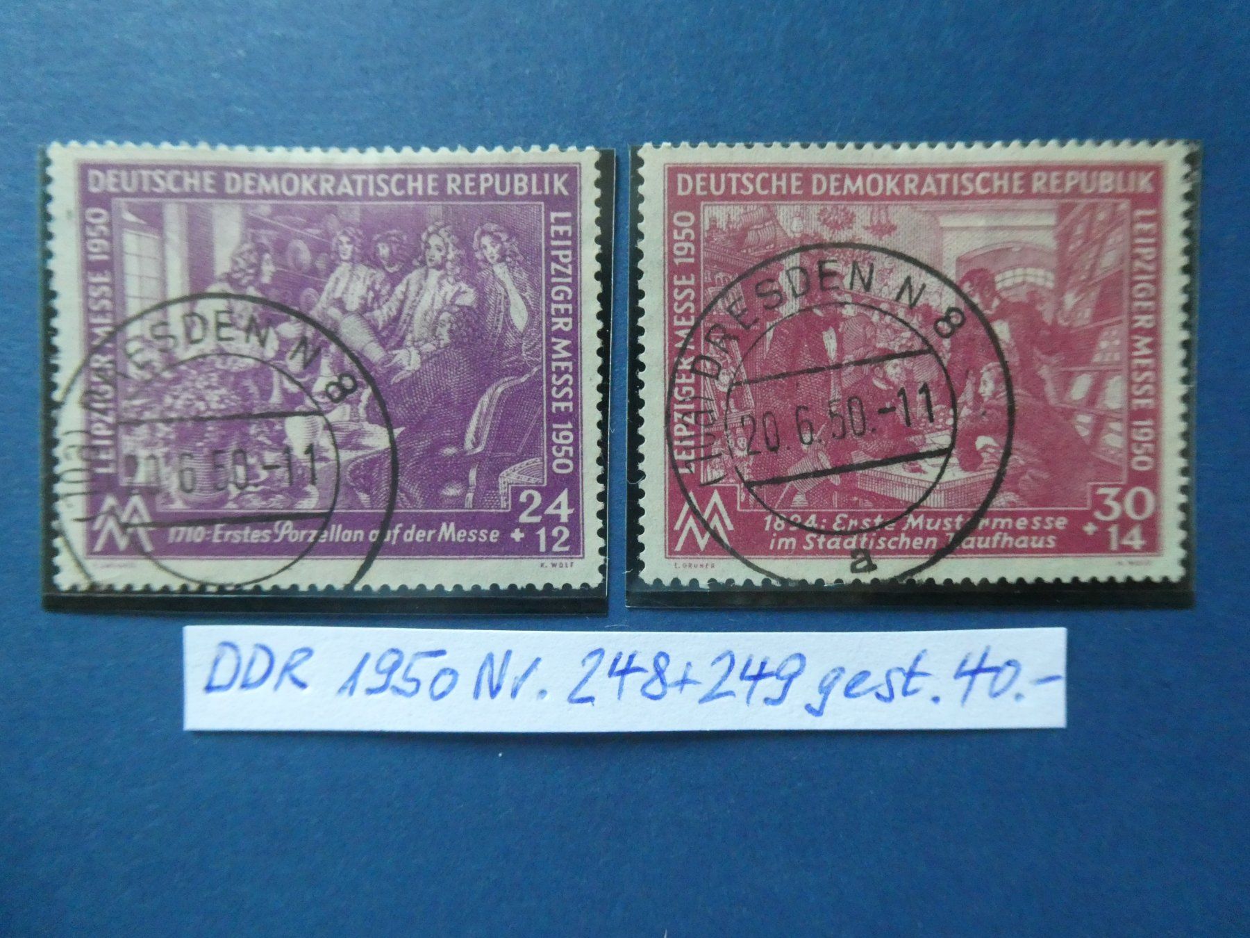 Tutti i francobolli: DDR 1950 Nr. 248+249 Vollstempel – Usato da Lausen venduto da Herbamare01