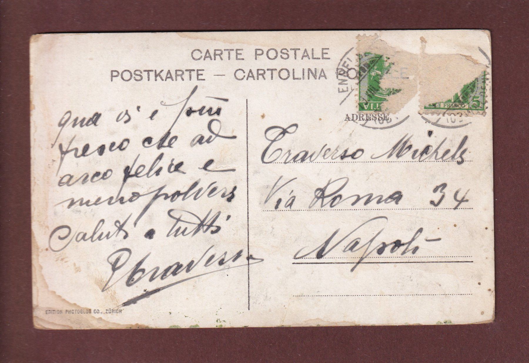 Cartoline postali: Partie am GROSS SPANNORT - 1908 – Usato da Pully venduto da nicecards 1