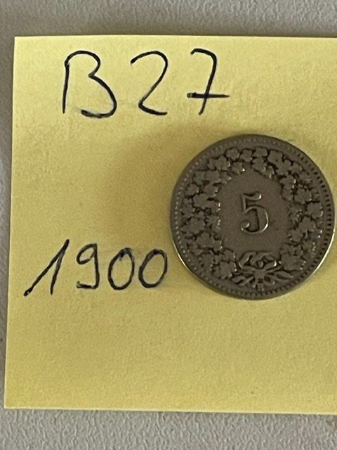 Tutti le monete: 5 Rappen - Schweiz - 1900 – Usato da Niederwil AG venduto da dahu75 1