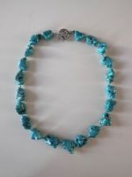 Collier vintage gros galets turquoise 54 cm