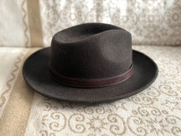 Chapeau marron feutre bande cuir taille 58