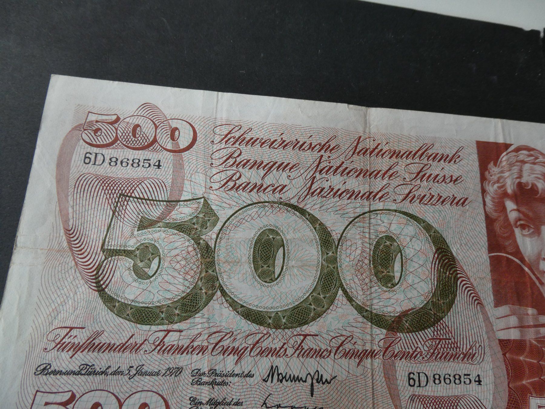Banconote: Schweiz 1970, 500 Franken – Usato da Hinterforst venduto da Rohusri 4