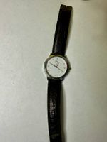 Armbanduhr PTT mit Lederband silberfarben gebraucht