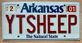 Arkansas Nummernschild "YTSHEEP", USA,