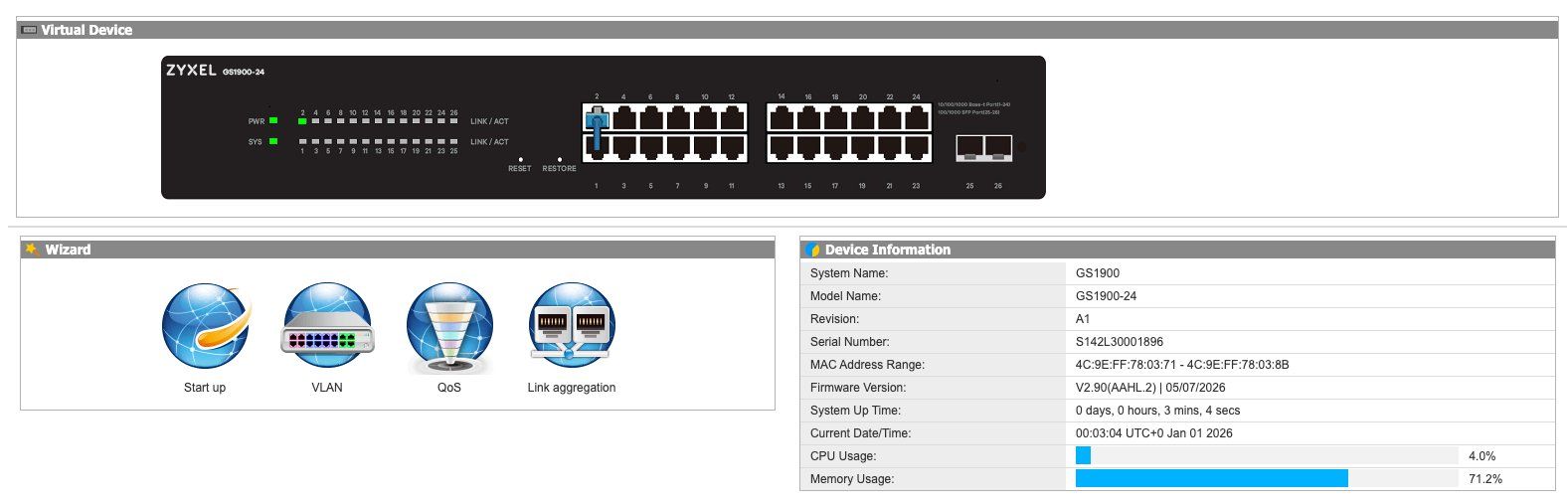 Zyxel Hub & Switch: Switch Ethernet ZyXEL GS1900-24 Gigabit manageable – Usato da Lausanne venduto da val-sav 5