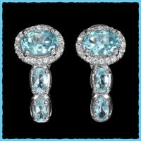 ♛ Blaue Apatit 925 Silberohrringe