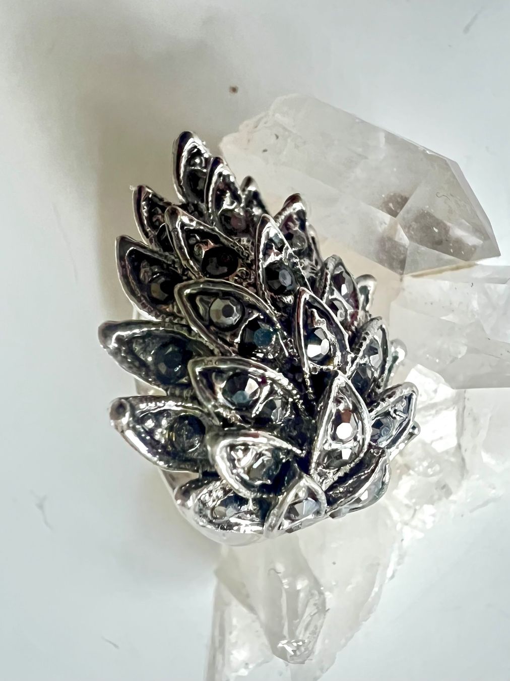 Ringe: Vintage Statement Ring mit funkelnden Markasiten, versilbert – Gebraucht aus Ruswil von artbyhand 8