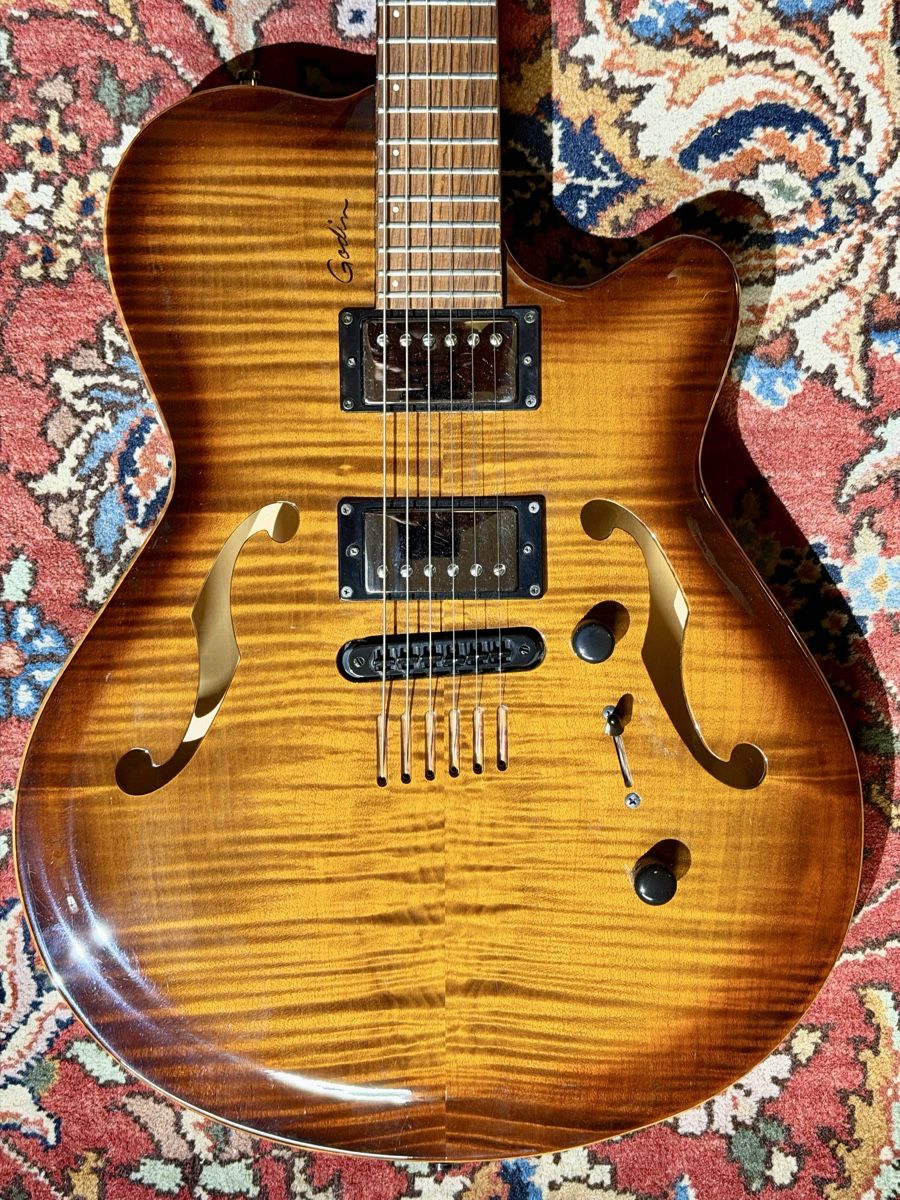 Godin Strumenti musicali: Godin Flat Five X Guitar, Cognac Burst, Mint Condition. – Usato da Coinsins venduto da DrDaktari 1