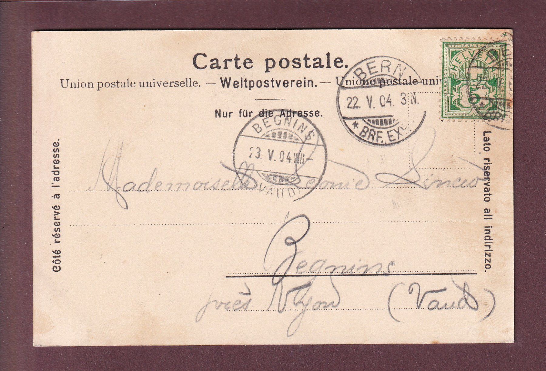 Ansichtskarten: BERN - Bärengraben - 1904 – Gebraucht aus Pully von nicecards 1