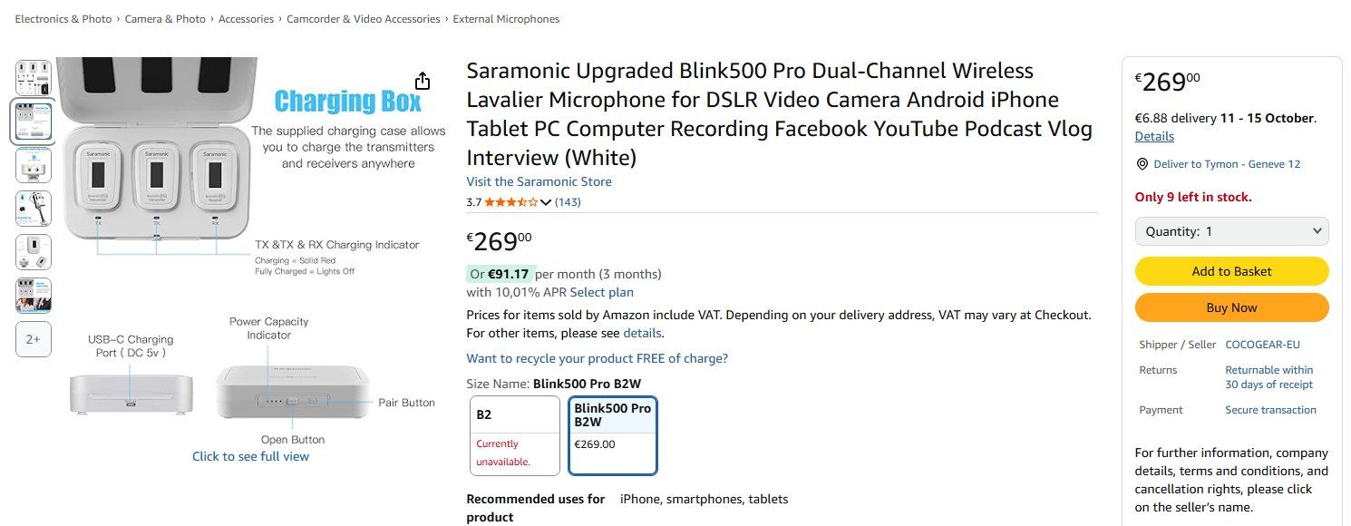Microfoni: Saramonic Blink500 Pro Wireless microphone like rode dji mic – Difettoso da Geneve venduto da T36