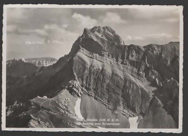 Cartoline postali: Altmann Aufstieg zum Rotsteinpass  1939  (M – Usato da Ruggell venduto da Masescha