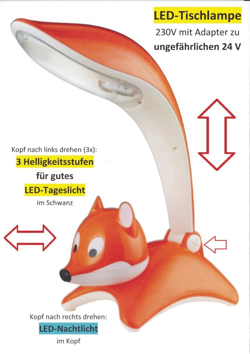 Lampade: Fuchs - LED-Tischlampe mit Nachtlicht – Nuovo e nell'imballaggio originale da Gasel venduto da CreaRex 1