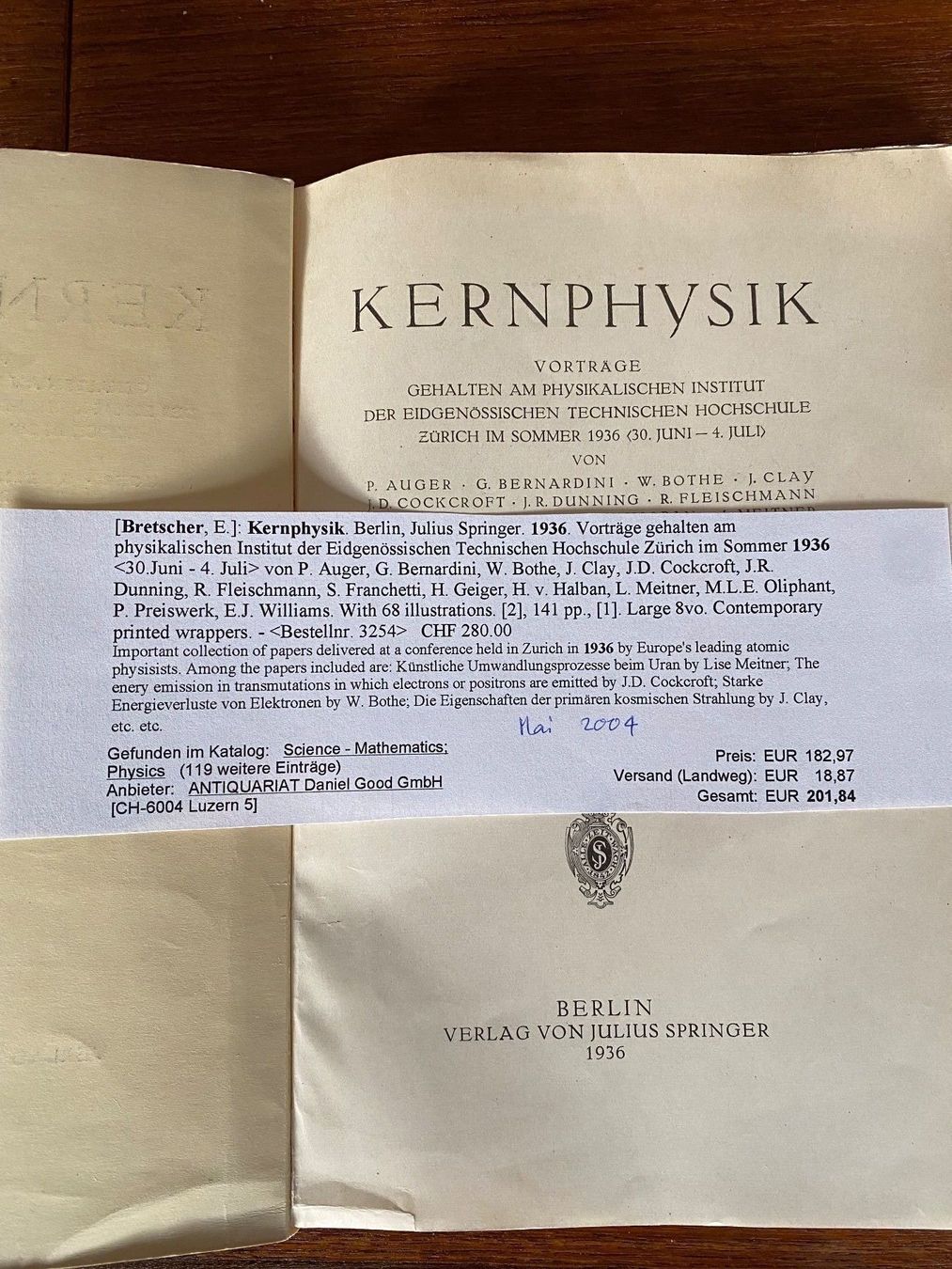Libri: Bretscher Dr. Kernphysik – Usato da Zürich venduto da 2013tg