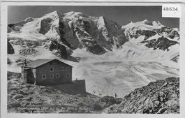Diavolezzahütte mit Piz Palü und Bellavista