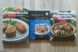 3 Kochbücher Vollwertküche, Aufläufe & Gratins, Vegetarisch