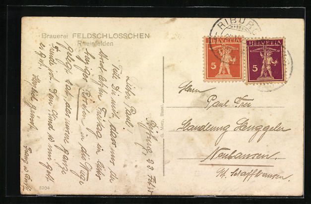 Cartoline postali: Rheinfelden, Brauerei Feldschlösschen – Usato da Berlin venduto da bartko-reher 1