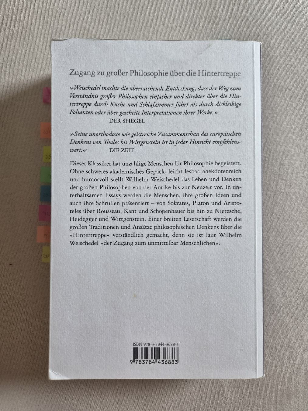 Libri: Wilhelm Weischedel Die philosophische Hintertreppe – Usato da Uznach venduto da rir_k7xb 1