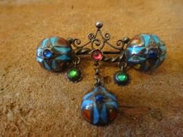 Brosche Emaille / 800 Silber