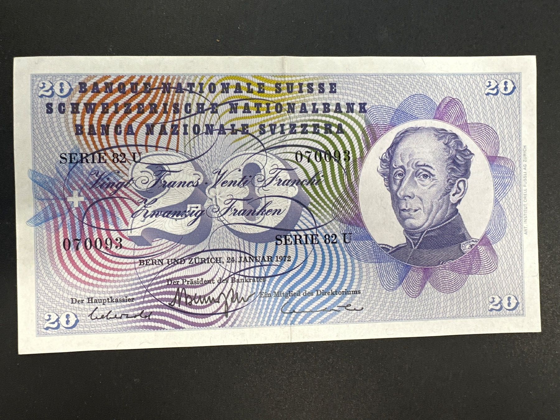 Banconote: 20 Fr.-Note Schweiz 1972 – Usato da Herisau venduto da herau