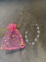 Armband mit blauen Augen Motiv silberfarben neu