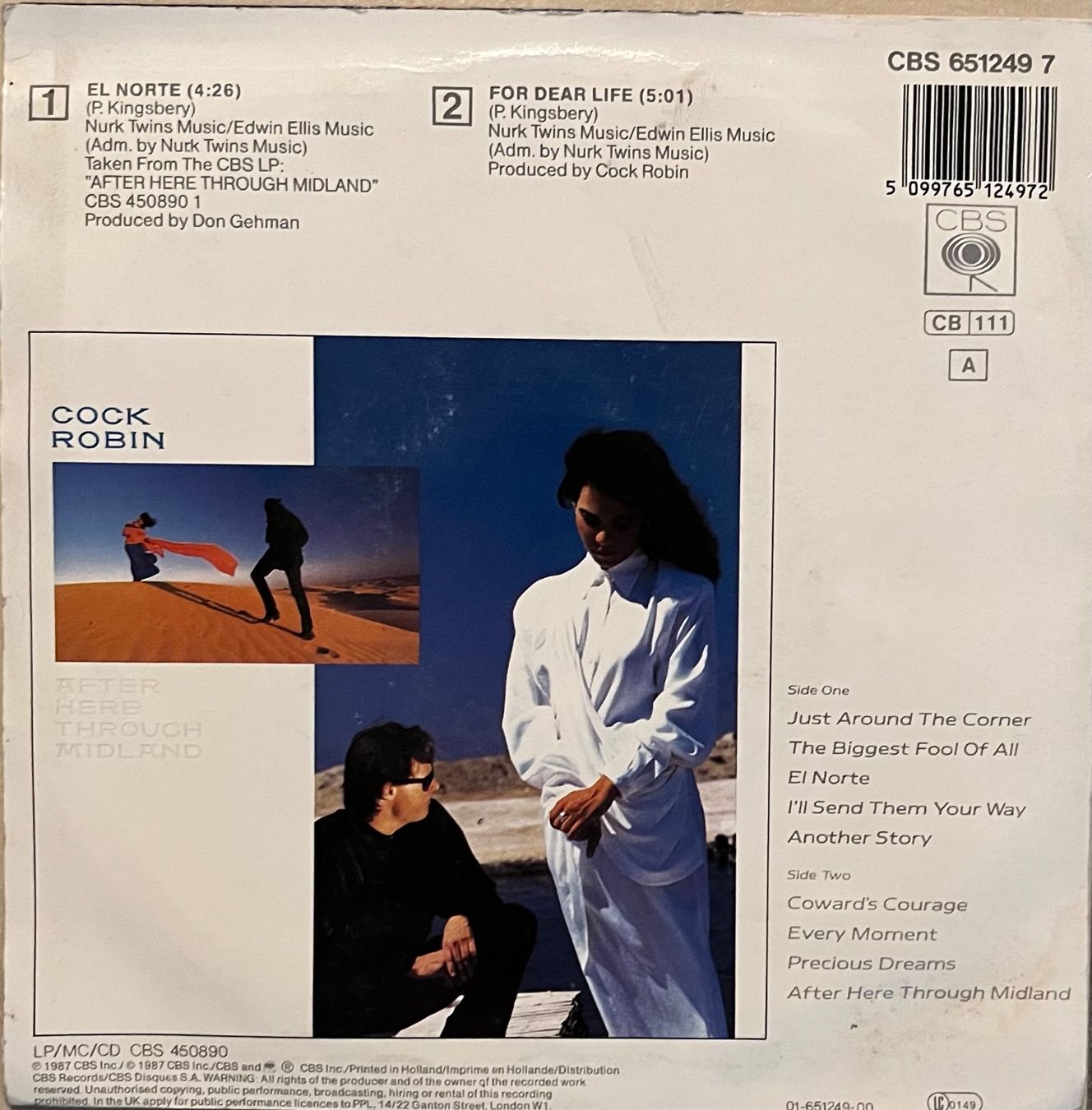 Dischi in vinile: COCK ROBIN - EL NORTE – Usato da Bussigny venduto da vinyl-pas-cher 1