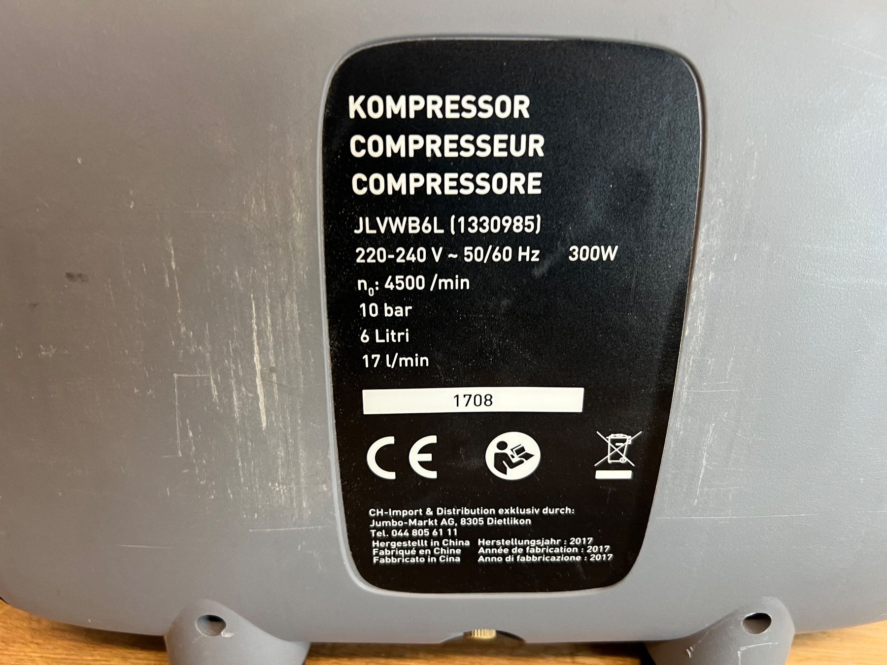 Compressori: Ayce Kompressor JL6 | 8 bar | 6 l Ayce Kompressor JL6 – Usato da Diessenhofen venduto da chbrth1 2