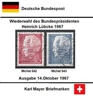 Wiederwahl des Bundespräsidenten Heinrich Lübcke 1967