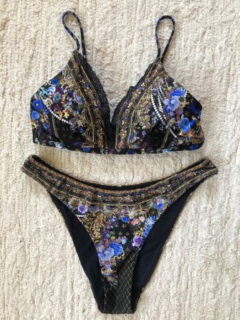 Camilla Spitze Bikini 34 36 XS S Glitzer Top Slip NEU NP 480