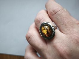 Vintage Bernstein Ring Silber 925 Grösse 54 Gestämpelt 925