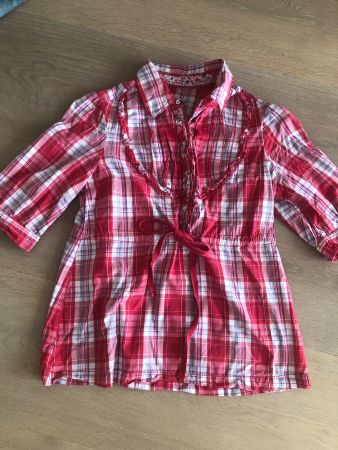 Hemd Bluse kurzarm Esprit edc XS 36 Rot weiss kariert
