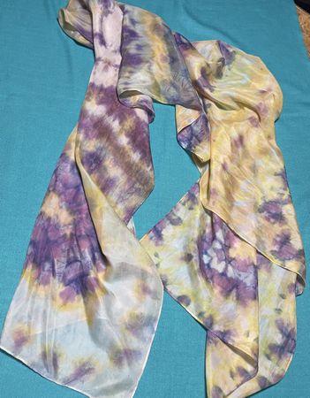 Sciarpa seta naturale Gensha batik tie-dye colorata