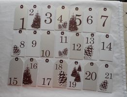 Adventskalender Anhänger Gold / Braun / Weiss