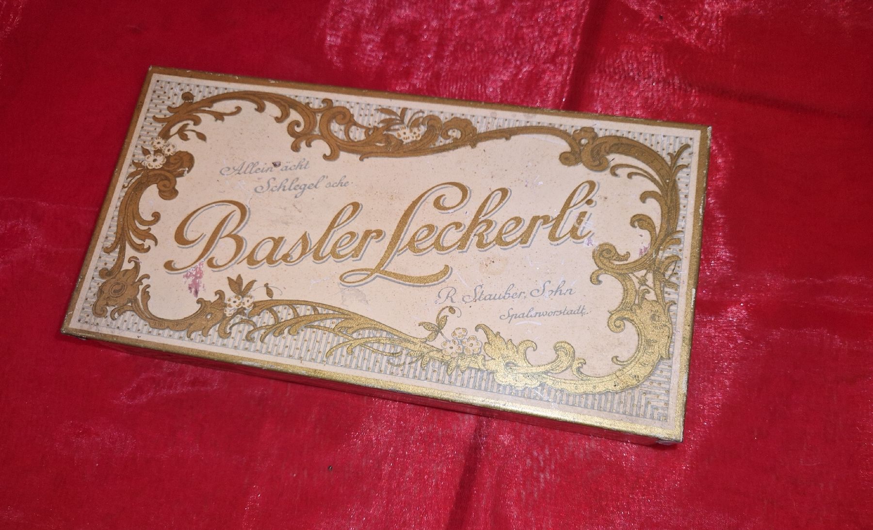 Barattoli: Antike Blechdose Basler Leckerli R. Stauber Sohn Basel . – Usato da Willisau venduto da mar_j55v 5