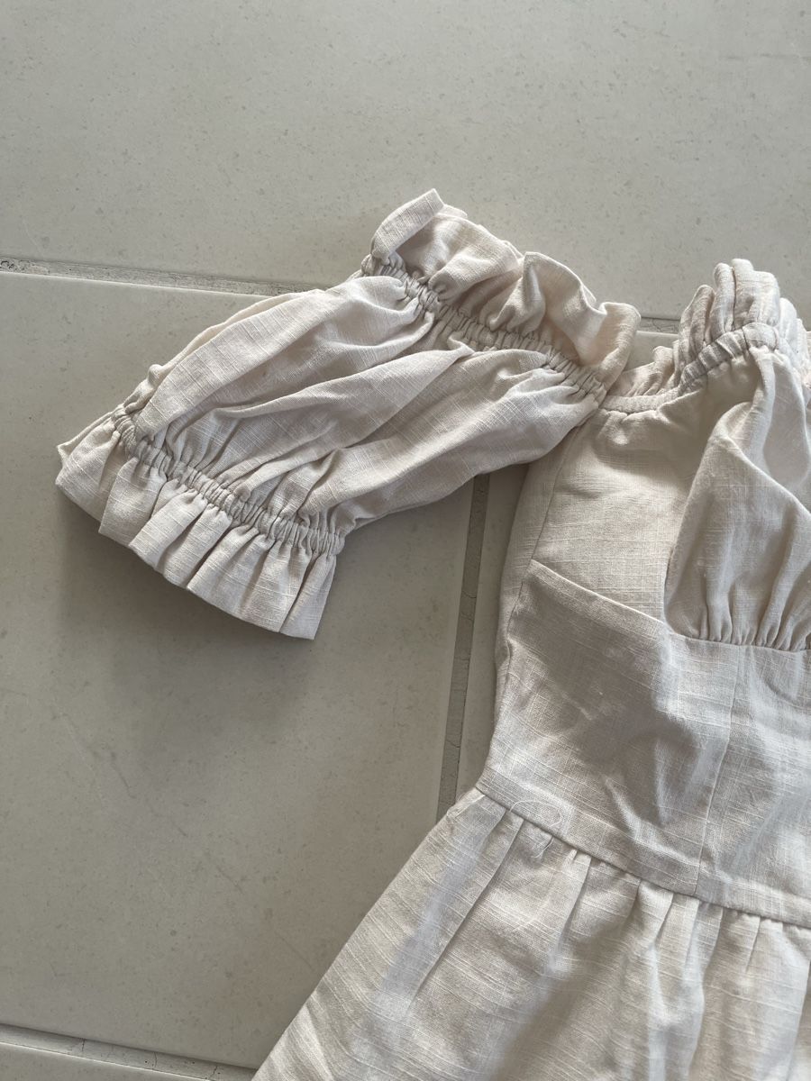 Vestiti: Schulterfreies Kleid in Beige Gr M – Usato da Bassersdorf venduto da Sandy456 5