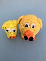Gehäkelte Figuren gelbe Schweine Set neuwertig