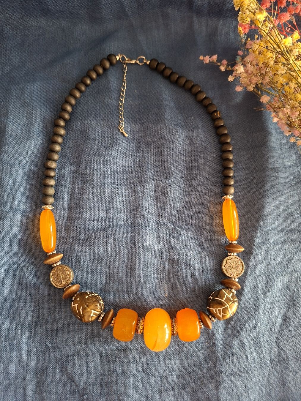 Ketten: Collier Statement Bohème – Perles Effet Agate & Bois – Neu (gemäss Beschreibung) aus Lutry von Sim_Sta 1