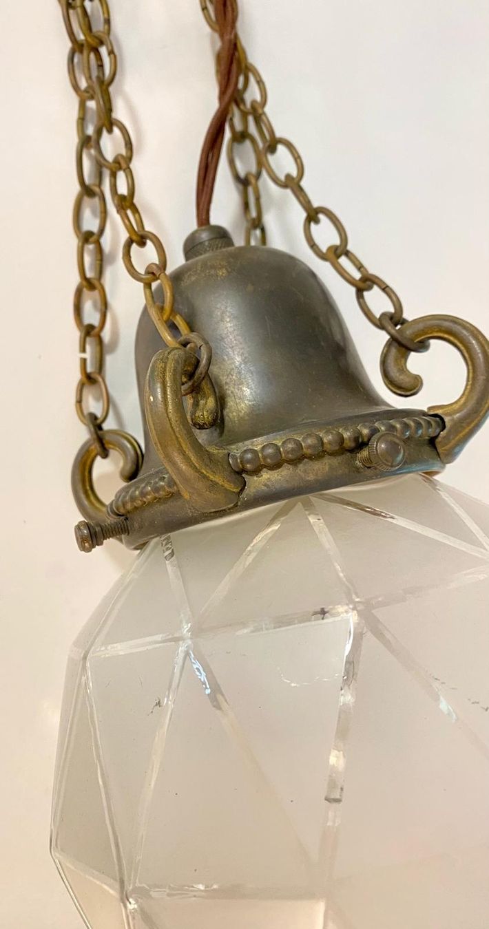 Lampadari & plafoniere: Art Deco Deckenlampe Messing & Glas-Schirm – Usato da Krauchthal venduto da SamsPuce 2