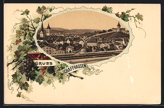 Ansichtskarten: Lithographie Schaffhausen, Panorama – Gebraucht aus Berlin von bartko-reher