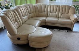 Ledersofa Echtleder mit drehbarem Sessel