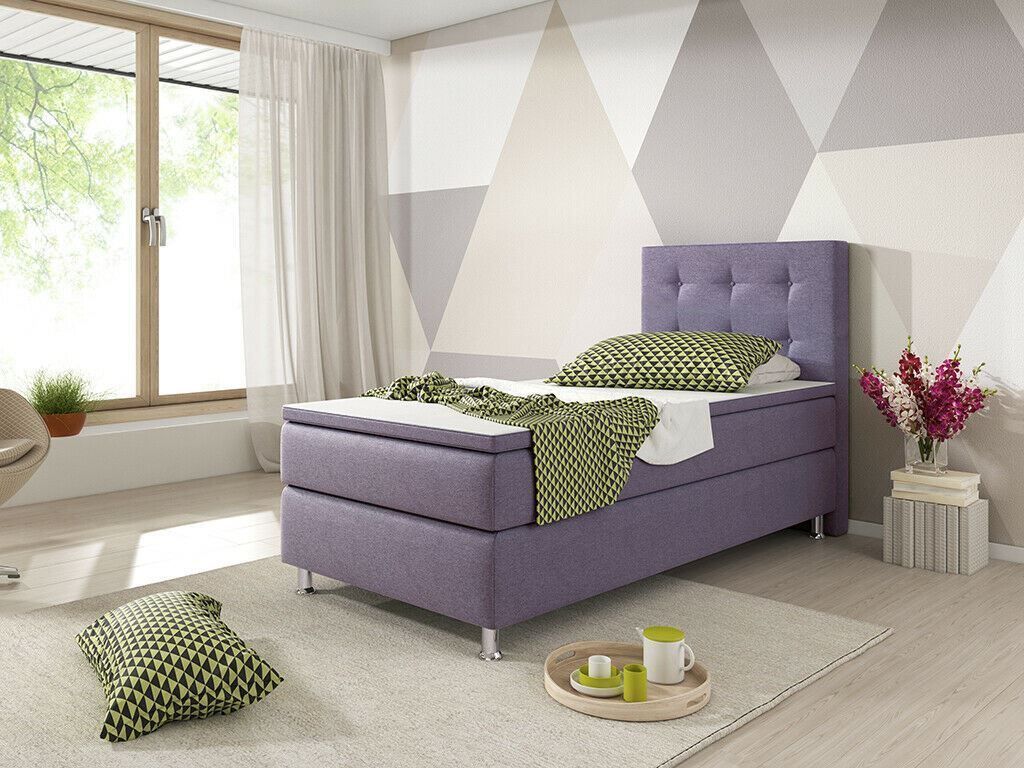 Betten: Boxspringbett 90x200 Lila Einzelbett Doppelbett Bett – Neu und originalverpackt aus Wallenwil von toesstal-vertrieb