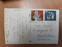 1956, Postkarte nach Winterthur von Ravensburg