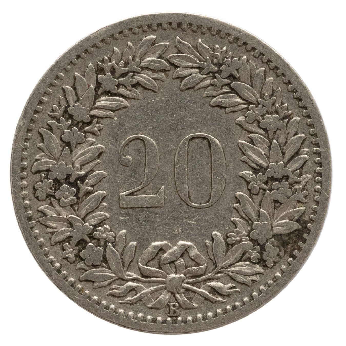 Tutti le monete: 20 Rappen 1893 – Usato da Rotkreuz venduto da Swiss-Coins 1