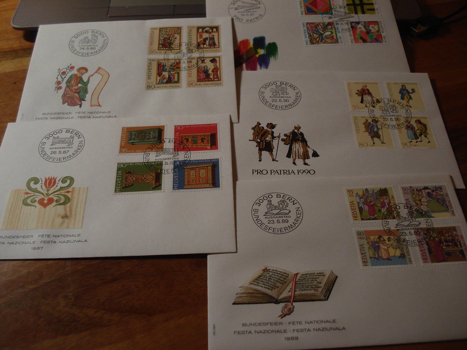 Tutti i francobolli: 13 FDC Pro Patria 1987 - 1999 – Usato da Niederwil AG venduto da morostahu 1