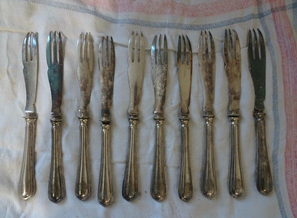 Christofle Forchette: 10 Fourchettes à poisson en argent – Usato da Châtelaine venduto da fil_7lqg 1