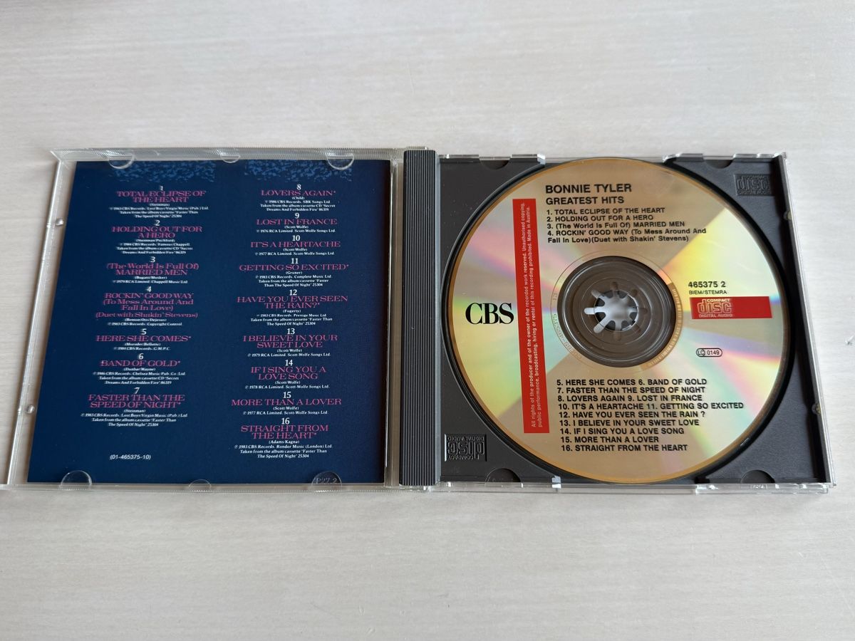 CD: BONNIE TYLER Greatest Hits CD 1989  – Usato da Oberried Brienz venduto da Chyara 2