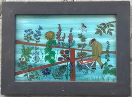 Hinterglasmalerei >im Garten<