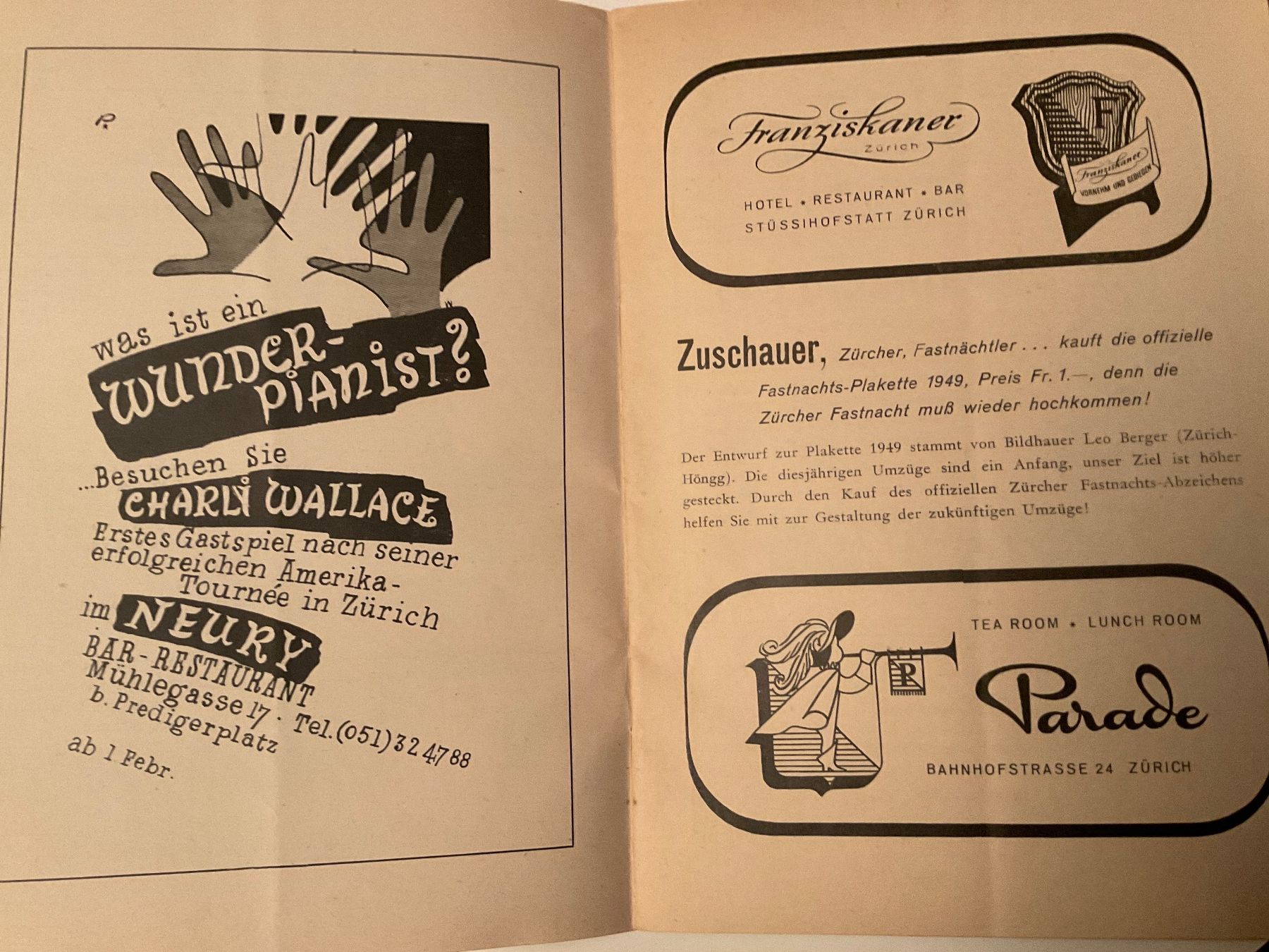 Documenti: Zürcher Fastnacht Programm 1949 - Offiziell – Usato da Tecknau venduto da bleilaus 2