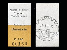 Castasegna Casaccia Postauto Edmondsonsches Billett Karton