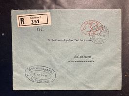 Schweiz 1927 30 Porto-Stempel 495 R-Brief Solothurn Lebern